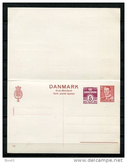 Denmark   Postal Stationary Card With Response Card   Unused - Postwaardestukken