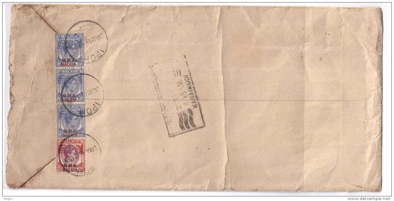 British Malaya BMA,  B.M.A. To India Airmail 1949, KG VI, George - Malaya (British Military Administration)