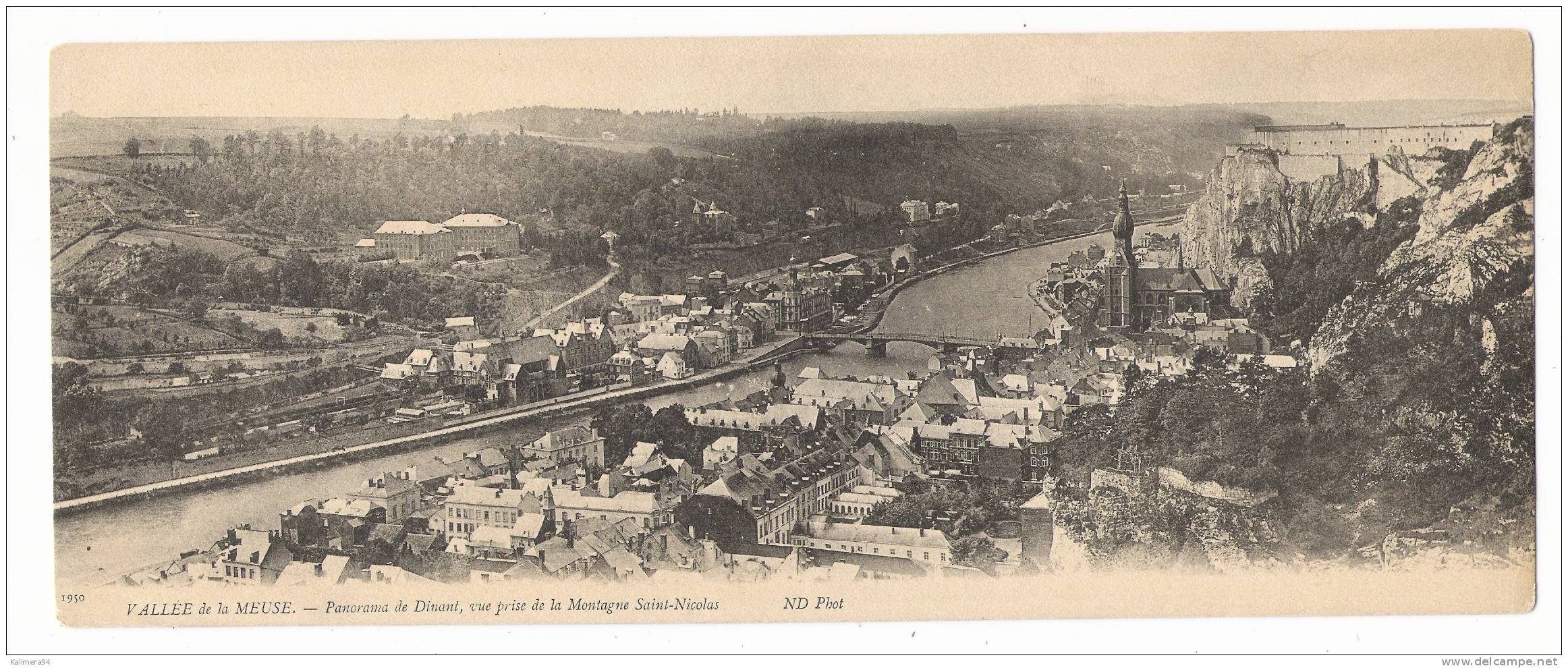 VALLEE DE LA MEUSE / DINANT , VUE PRISE DE LA MONTAGNE SAINT-NICOLAS / CARTE  PANORAMIQUE  ( Double Format , Non Pliée ) - Dinant