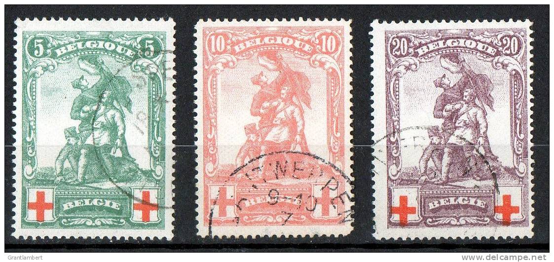 Belgium 1914 Red Cross Set Of 3 Used  SG 151-153 - 1914-1915 Rode Kruis