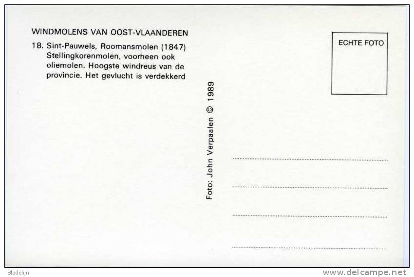SINT-PAUWELS (O.Vl.) - Molen/moulin - De Roomansmolen, Vóór De Restauratie Met Verdekkerde Wieken (1989). Mooie Close-up - Sint-Gillis-Waas
