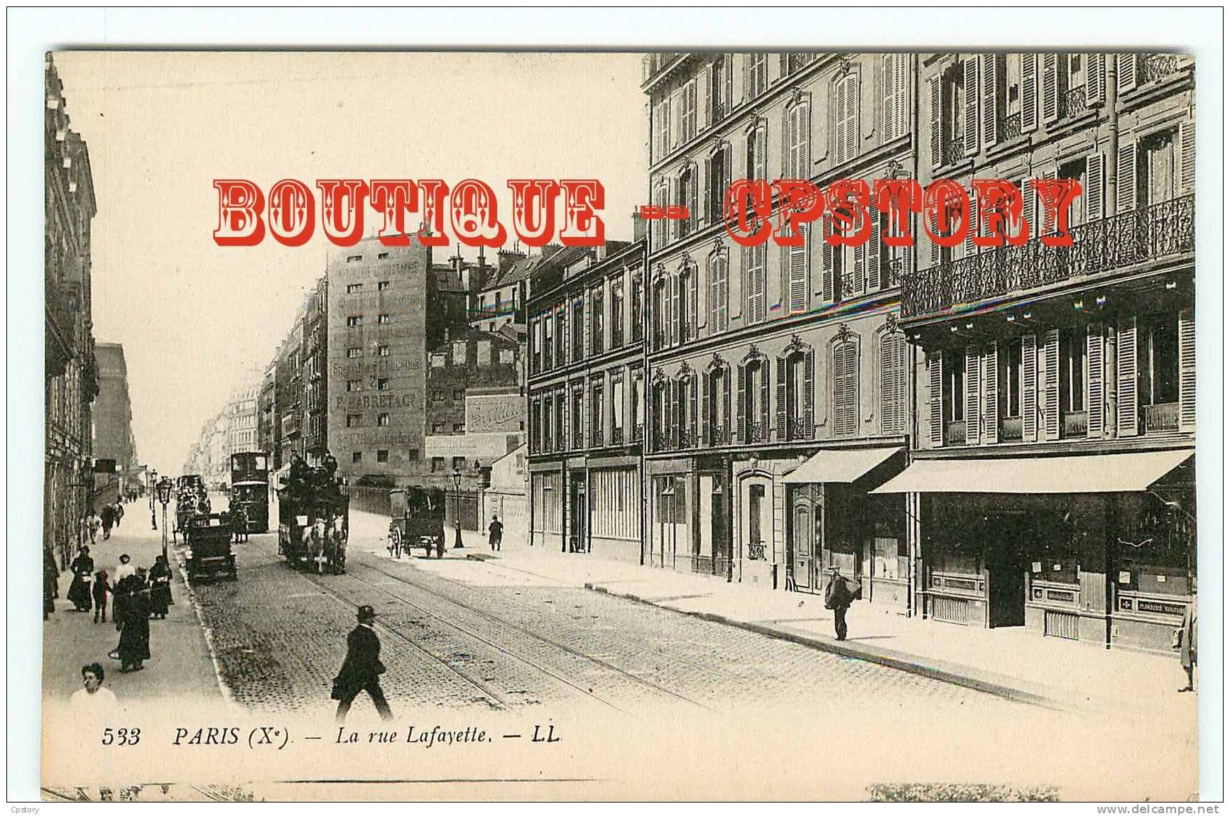 75010 - PARIS - Rue Lafayette - Attelage Voiture Hippomobile - Dos Scané - Arrondissement: 10