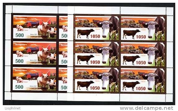 BIELORUSSIE / BELARUS 2007, ANIMAUX DE FERME, 5 Feuillets De 6 Valeurs Chacun, Neufs. R2226 - Farm