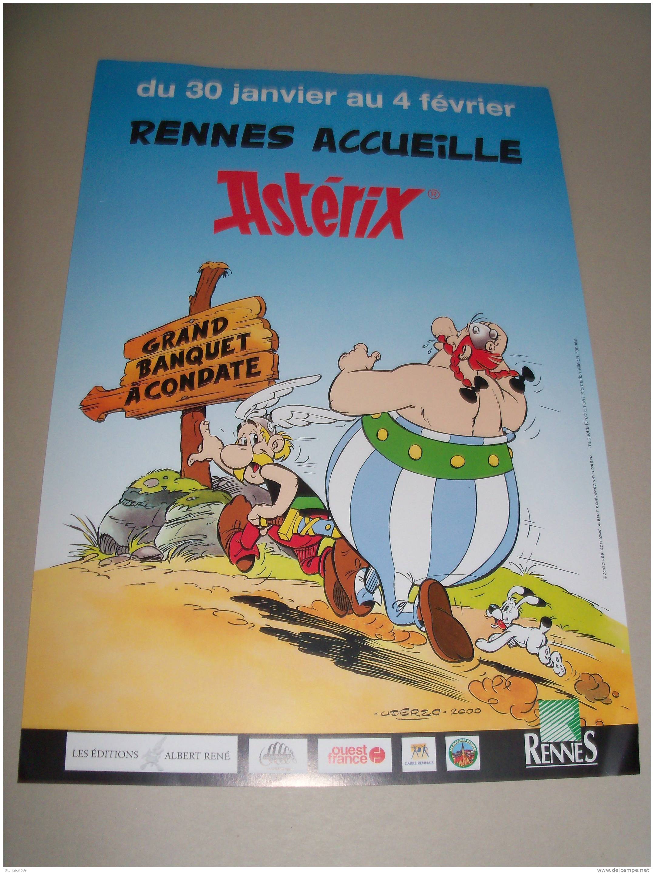 ASTERIX. Rennes Accueille Astérix. Grand Banquet à Condate. 2000. Affichette 24cm X 35cm. - Affiches & Offsets
