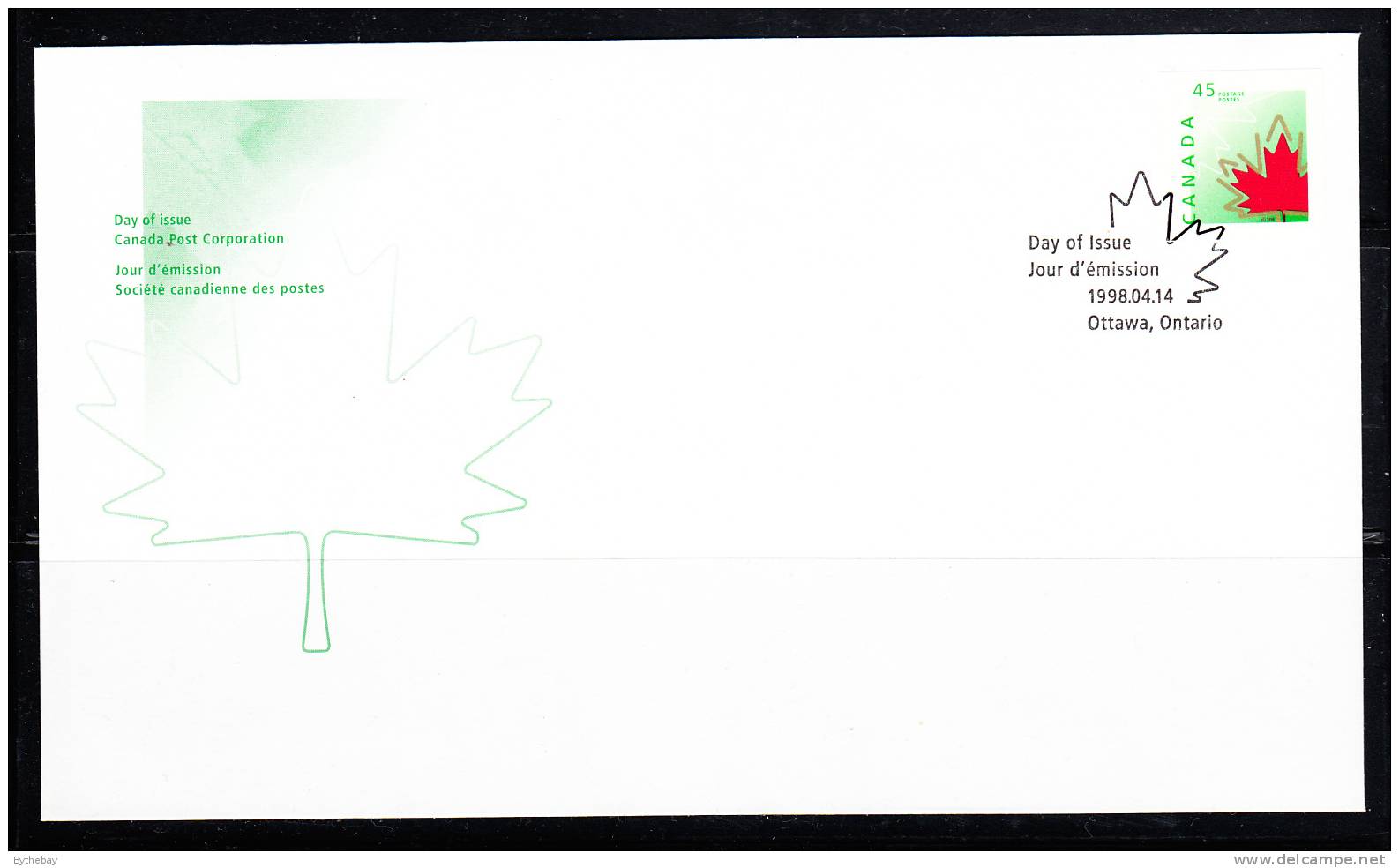 Canada FDC Scott #1696 45c Stylized Maple Leaf - Imperf Definitive - 1991-2000