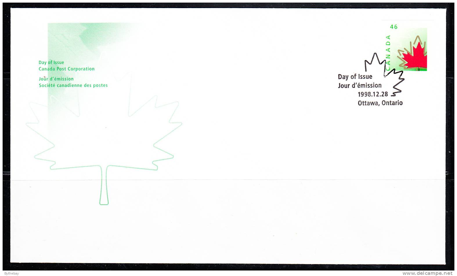 Canada FDC Scott #1699 46c Stylized Maple Leaf - Imperf Definitive - 1991-2000