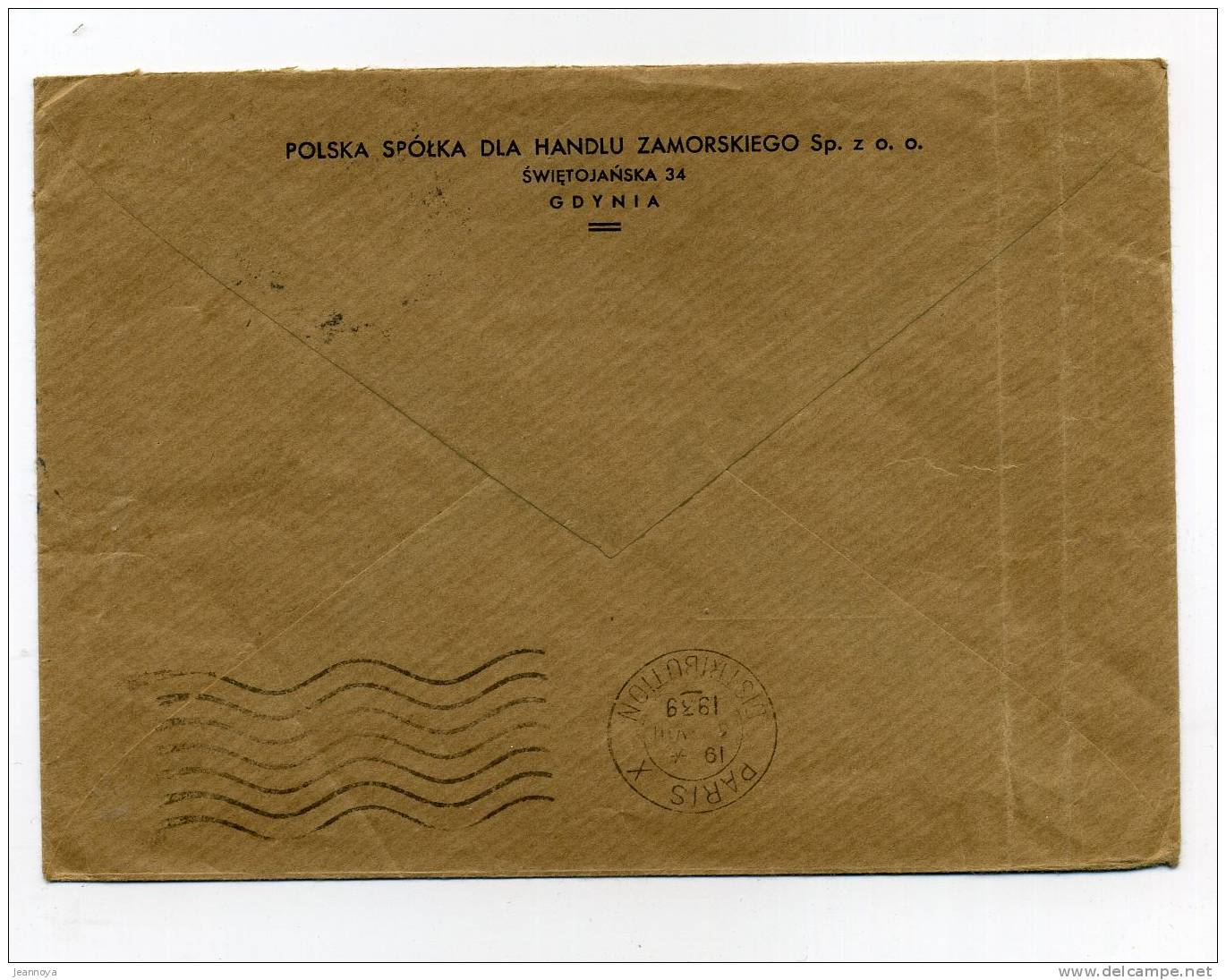 POLOGNE - N°400 + 426(2) SUR LETTRE DE GDYNIA LE 2/8/39 POUR PARIS - TB - Covers & Documents