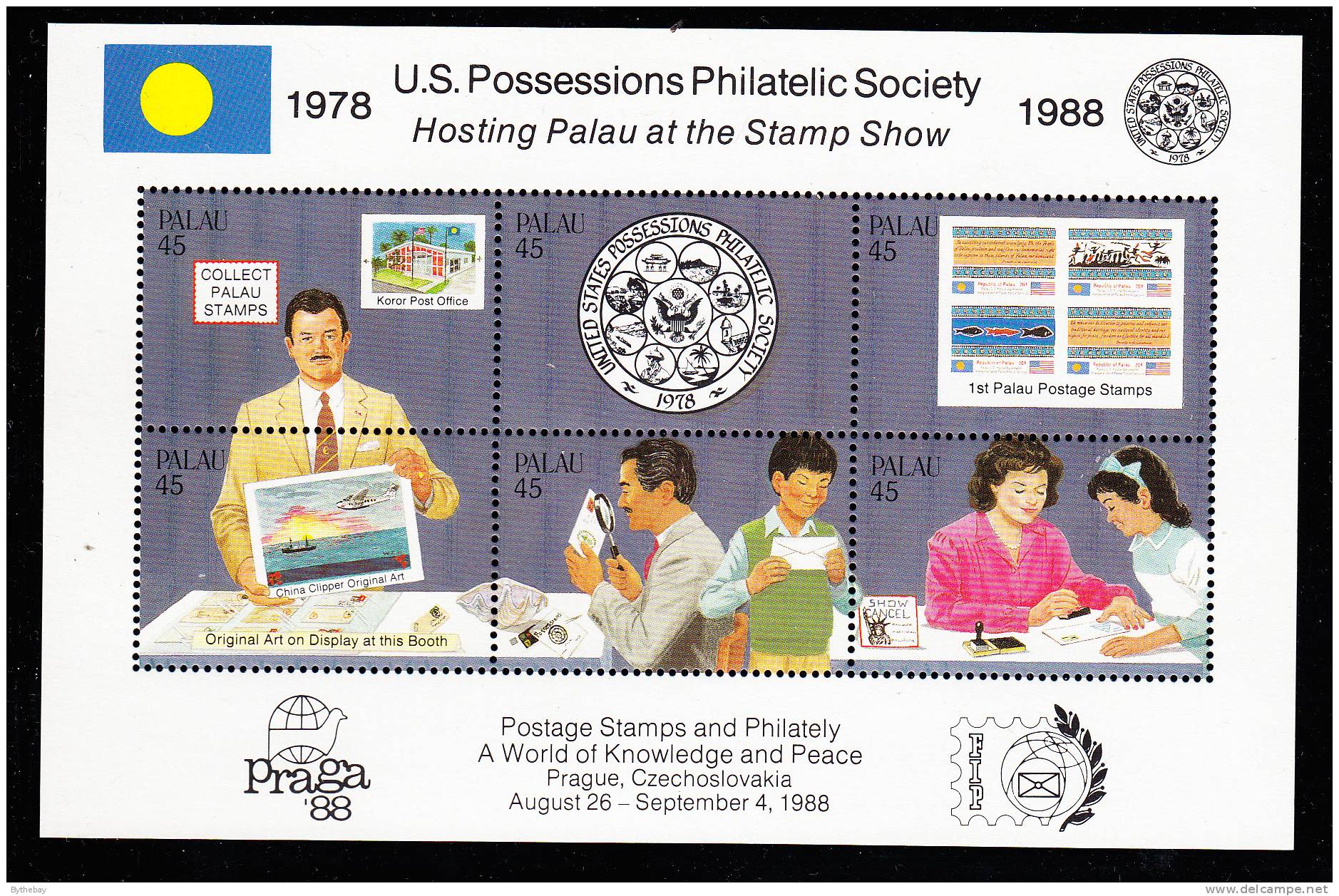 Palau Scott #197 MNH Sheetlet Of 6 45c Praga '88 - Palau