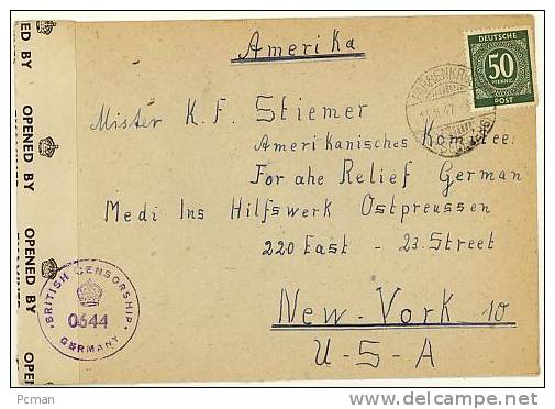 BRITISH CENSORSHIP, GERMANY, 0644, FAHRENKRUG To New York -- 11,14,1947 -- British Zone - Autres & Non Classés