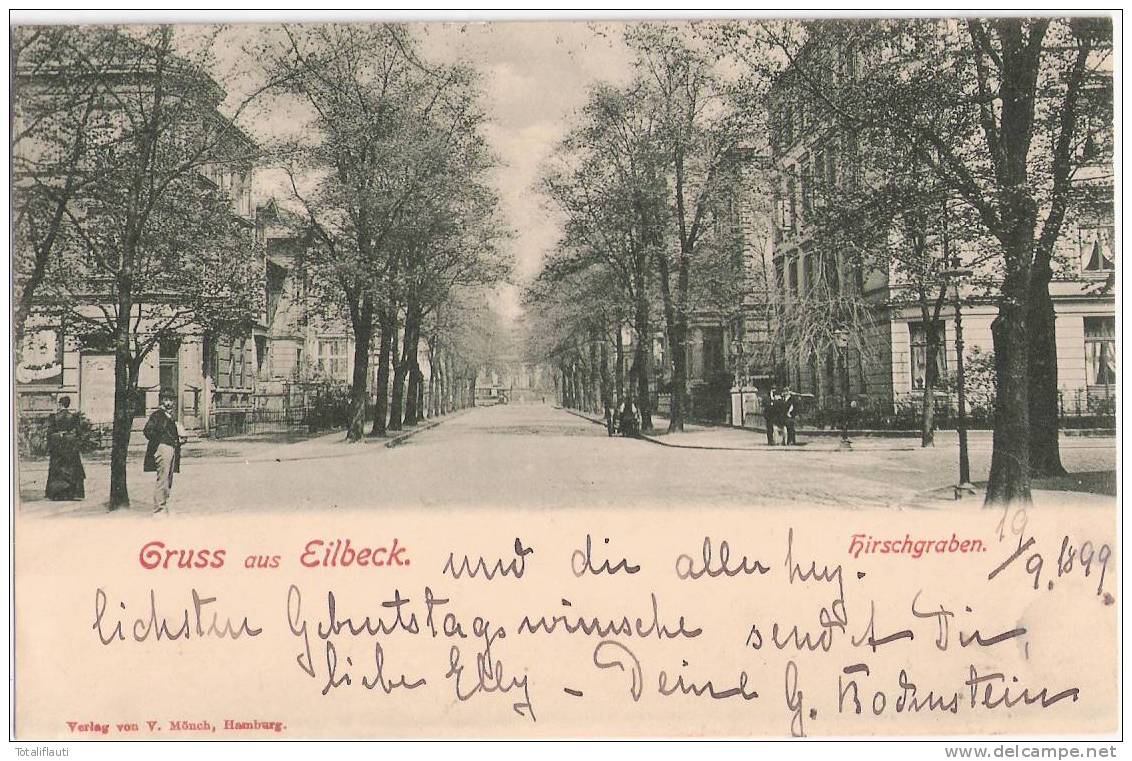 Hamburg Eilbeck Hirschgraben Belebt 19.9.1899 Gelaufen TOP-Erhaltung Eilbek - Wandsbek