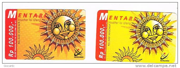 INDONESIA - SATELINDO (GSM RECHARGE) - MENTARI: SUN (LOT OF 2 DIFFERENT) - USED  -  RIF. 1654 - Indonesien