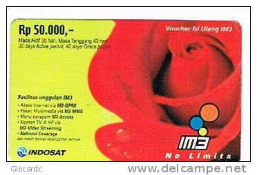 INDONESIA - INDOSAT (GSM RECHARGE) - IM3: ROSE  - USED  -  RIF. 1653 - Fiori