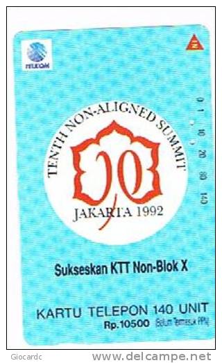 INDONESIA - TELKOM (TAMURA) - 1992 TENTH NON ALIGNED SUMMIT, JAKARTA       - USED  -  RIF. 1675 - Indonésie