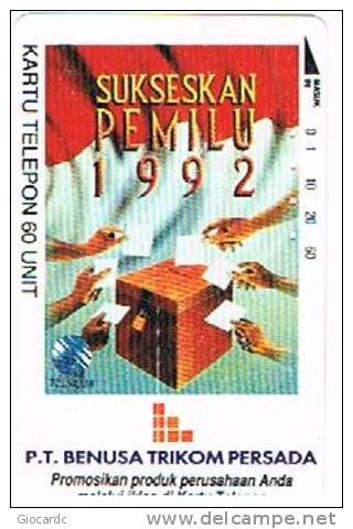 INDONESIA - TELKOM (TAMURA) - 1992 SUKSESKAN PEMILU: PROMOSIKAN .........         - USED   -  RIF. 1694 - Indonésie