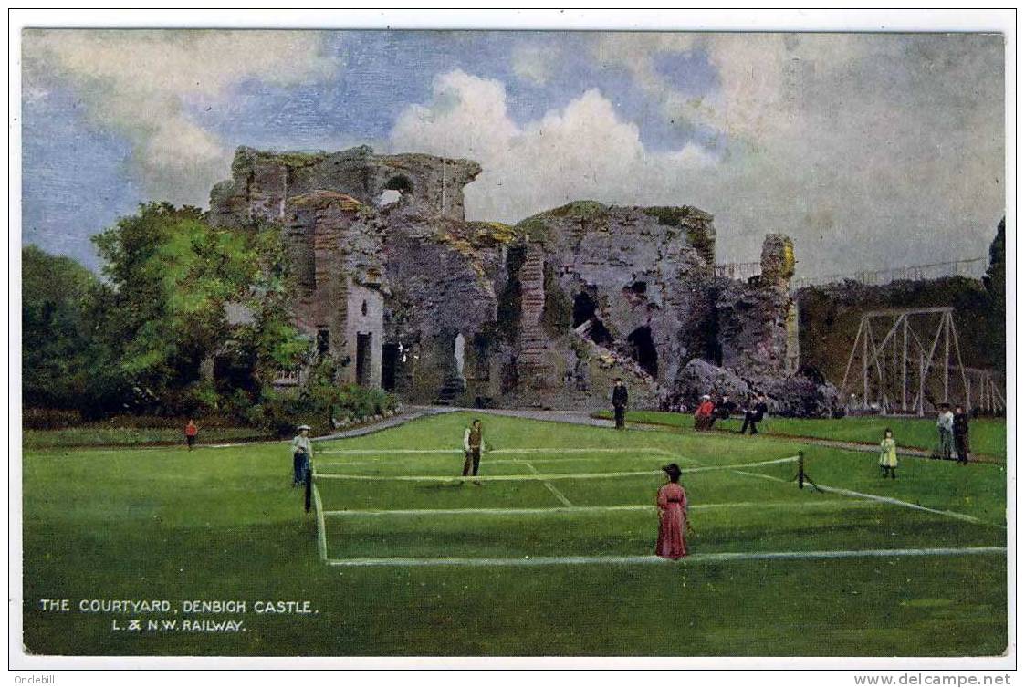 DENBIGH CASTLE The Courtyard Tennis 1910 - Denbighshire