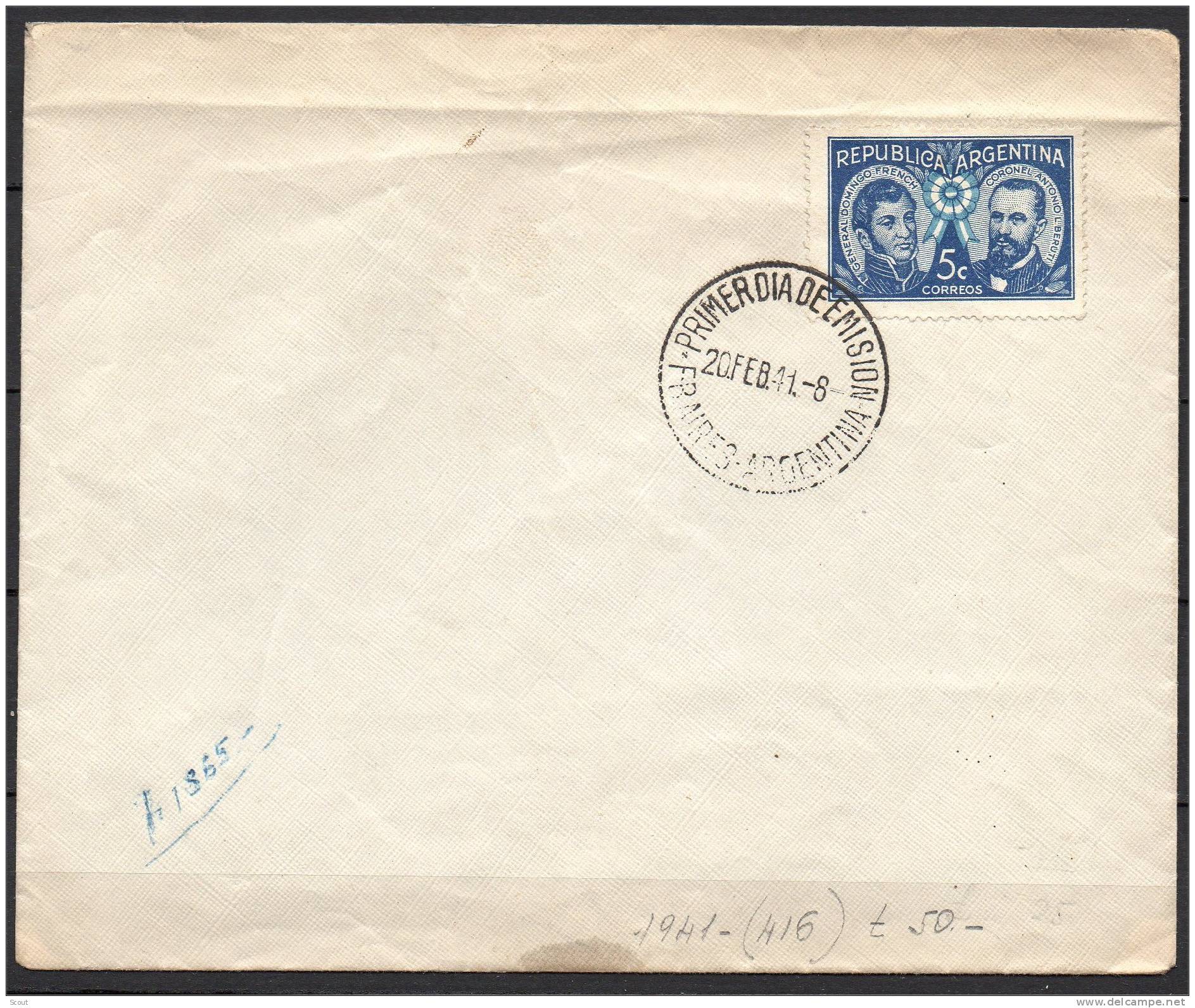 ARGENTINA - ARGENTINE - 1941 - FDC - Lettres & Documents