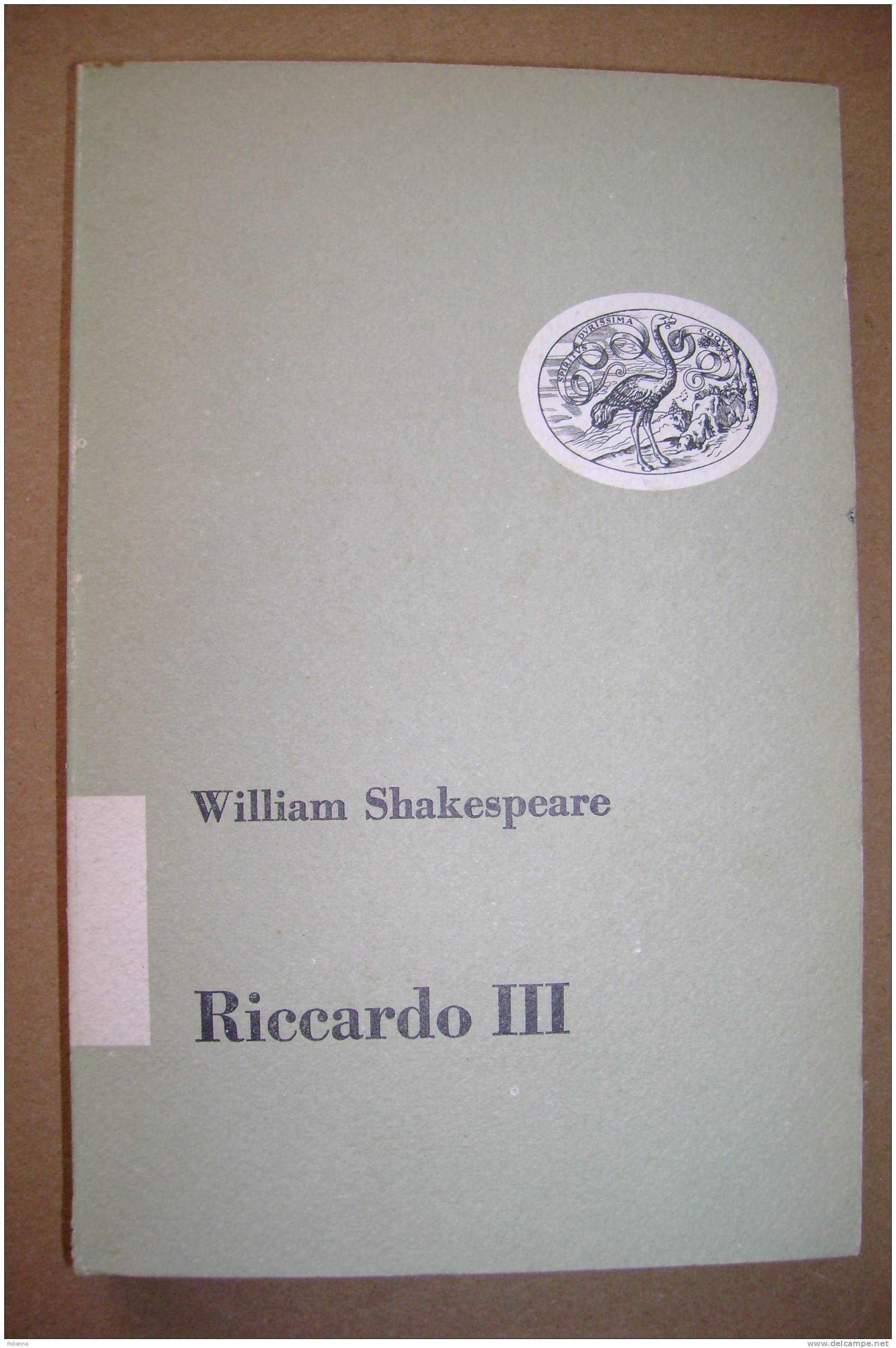 PAQ/34  W.Shakespeare RICCARDO III Einaudi I Ed.1956 - Theater