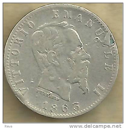 ITALY 20 CENTESIMI LEAVES FRONT KING HEAD BACK ERROR DATED 1863 M BN SILVER F+ KM13.1 READ DESCRIPTION CAREFULLY !!! - 1861-1878 : Victor Emmanuel II