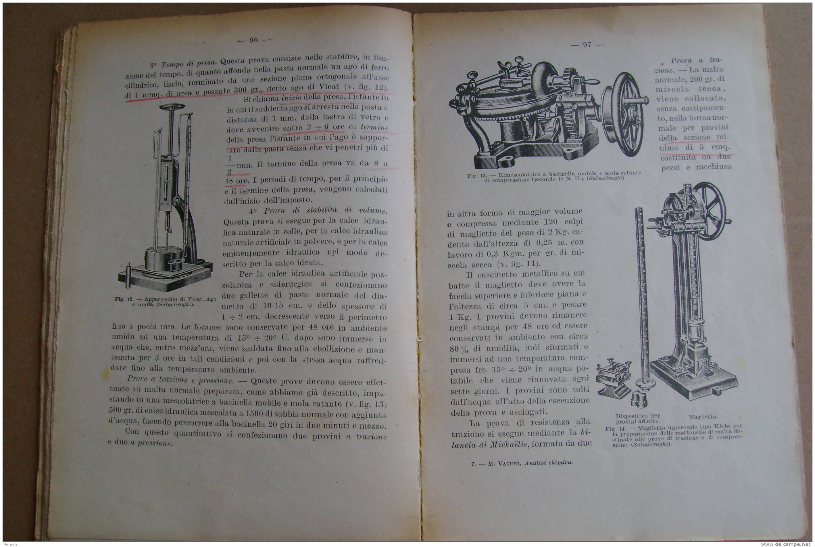 PAR/7 M.Vacchi ANALISI CHIMICA Paravia I Ed.1944/levigatore Di Schone/Calcimetro Dietrich-Fruhling - Medicina, Biología, Química