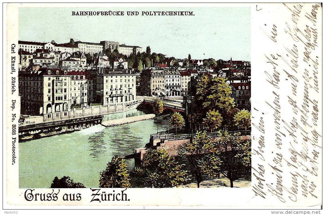 Gruss Aus Zürich BAHNHOFBRÜCKE&POLYTECHNIKUM O ERLENBACH 7.XII.99 Nach Degersheim - Erlenbach