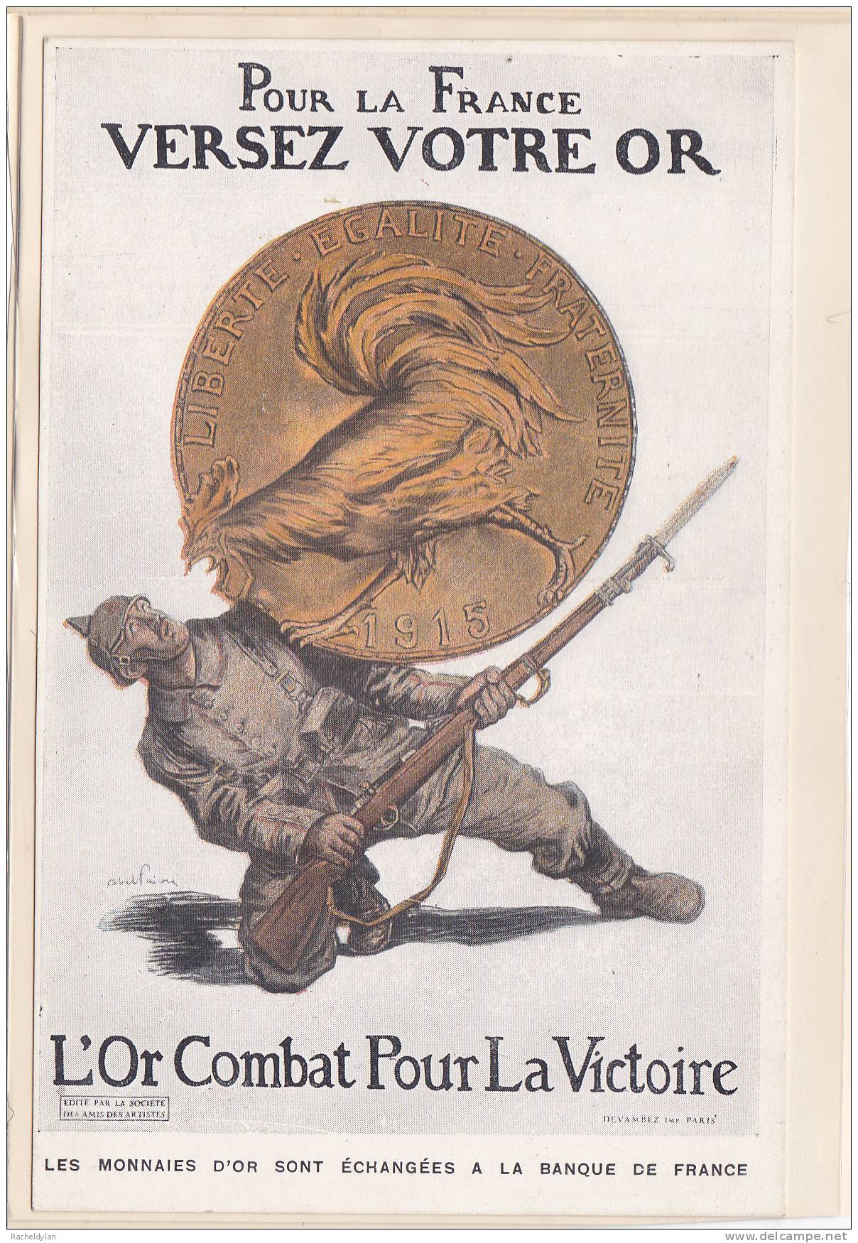 CARTE POSTALE PATRIOTIQUES " Pour La France Versez Votre Or " " L´Or Combat Pour La Victoire " - Patriottisch