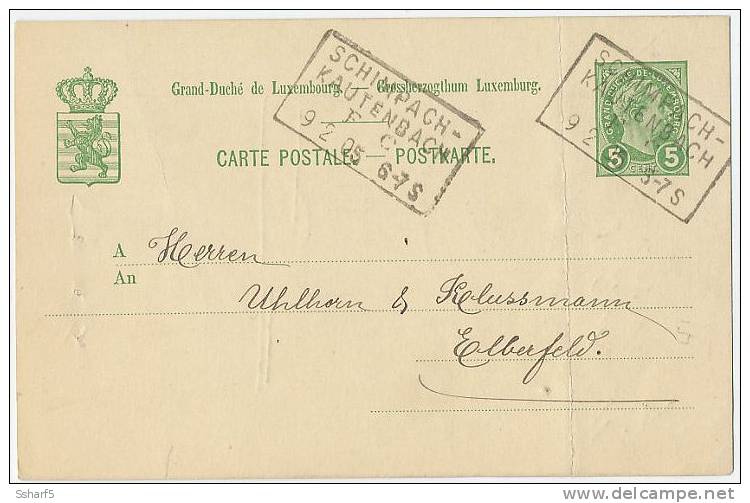 5 C Vert 1905 Cachet Ambulant SCHIMPACH-KAUTENBACH FC (carte Pliée) - Postwaardestukken