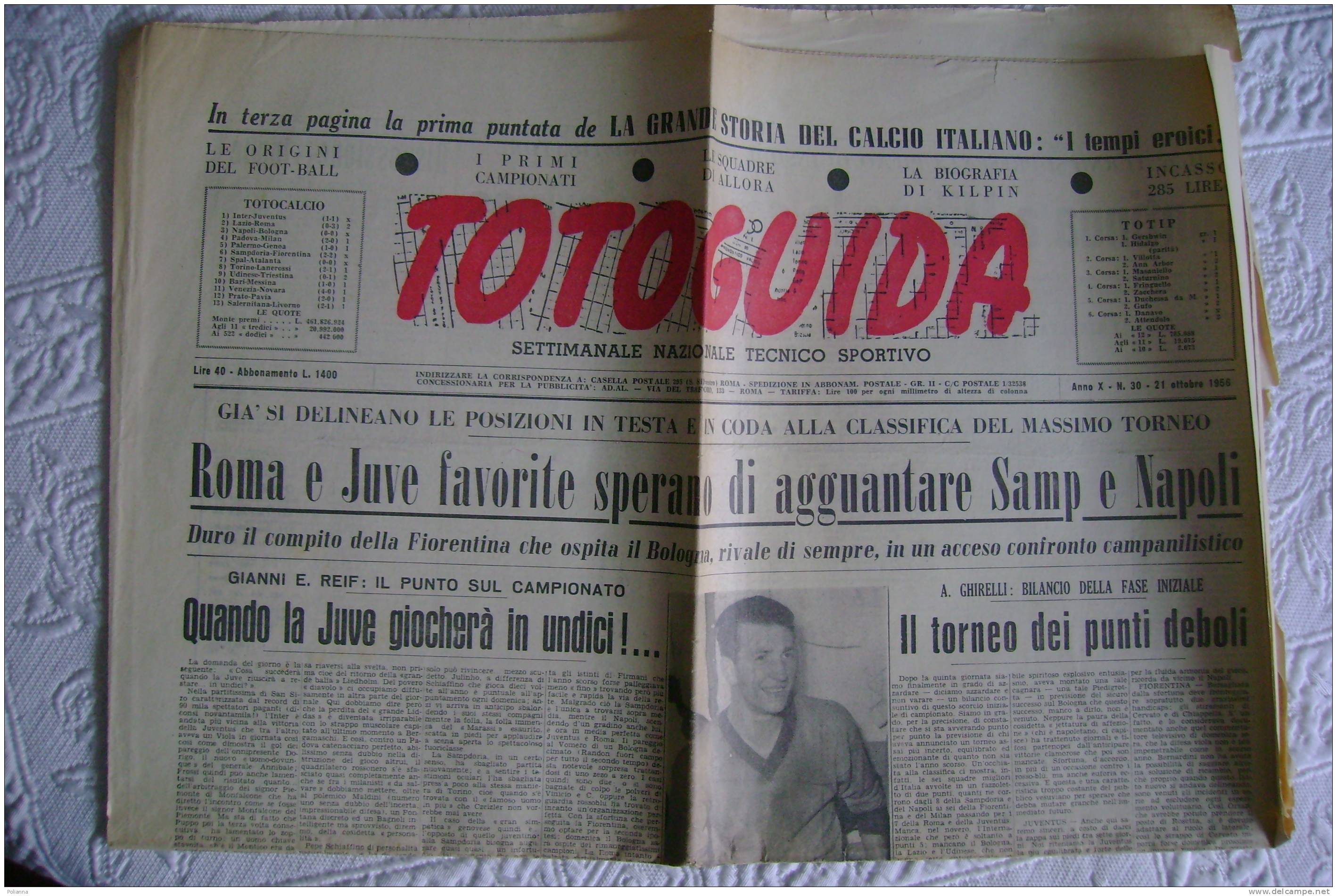PAR/32 TOTOGUIDA 1956/calcio/ciclismo : Coppi Vincitore Del Campari/Totip - Deportes