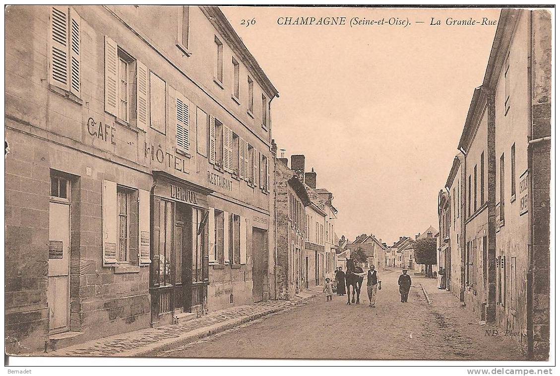 CHAMPAGNE .. LA GRANDE RUE ..CAFE . HOTEL . RESTAURANT LEROUX - Champagne Sur Oise