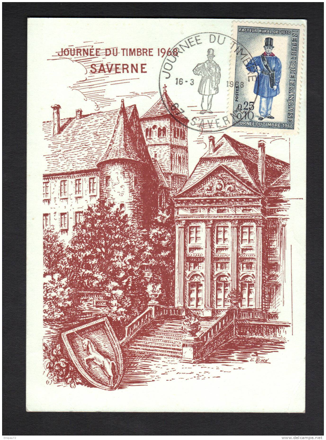 Carte Postale Journée Du Timbre De SAVERNE (67) Du 16/03/1968 - Covers & Documents