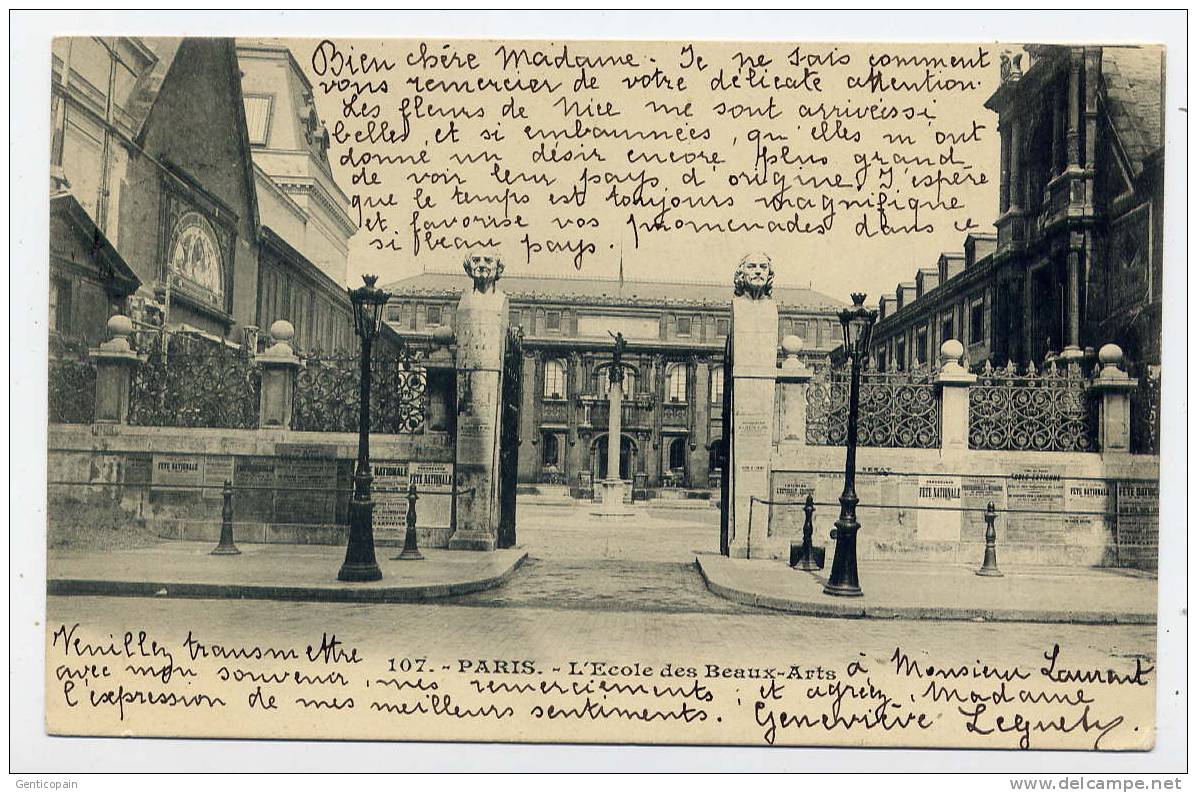 Q29 - PARIS - L'école Des Beaux-Arts - CARTE PIONNIERE De 1903 - Scan Du Verso - Educazione, Scuole E Università