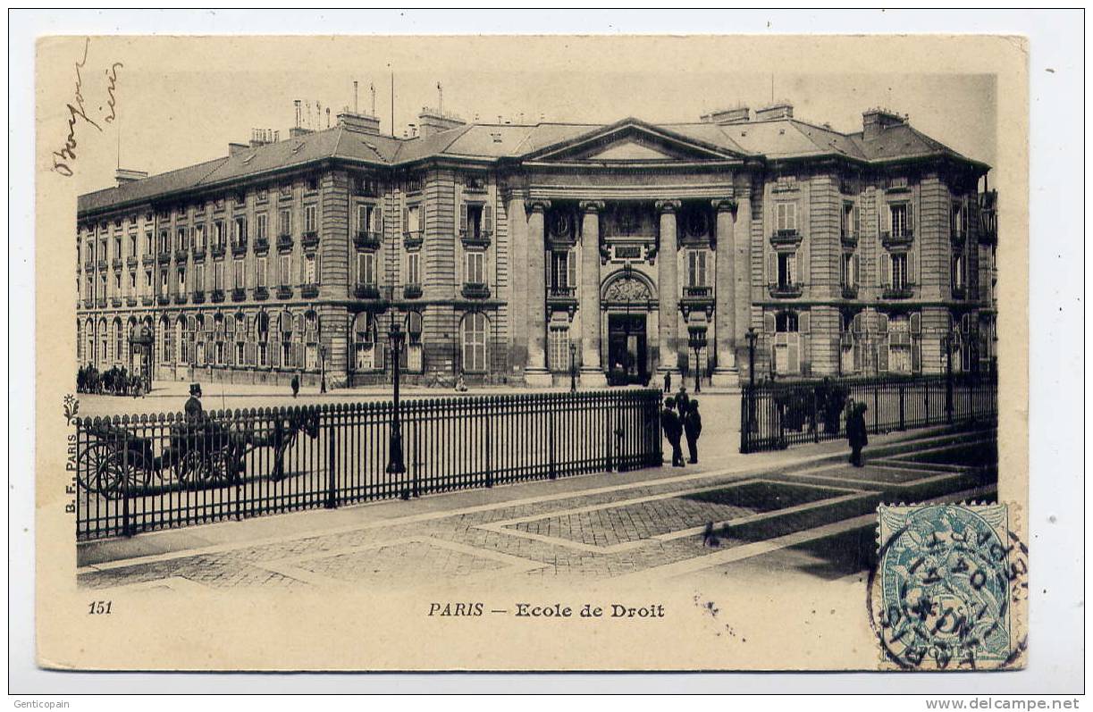 Q29 - PARIS V - école De Droit - CARTE PIONNIERE De 1904 - Scan Du Verso - Education, Schools And Universities