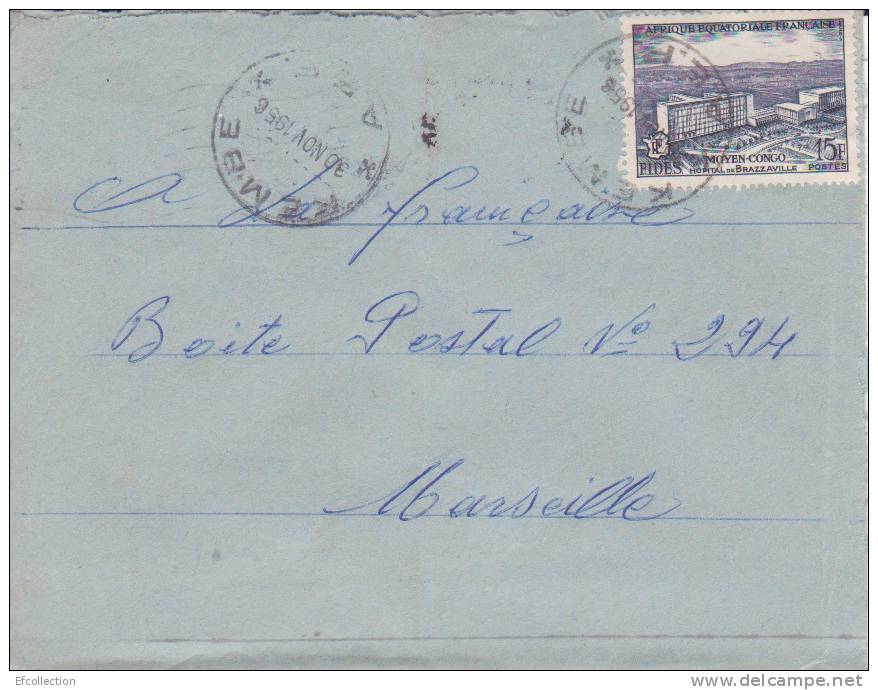 AEF,Oubangui,Kembé Le 30/11/1956 > France,lettre,Colonies,ho Pital De Brazzavile,15f N°234 - Otros & Sin Clasificación