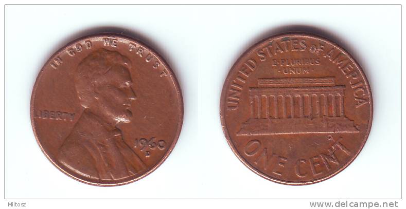 U.S.A 1 Cent 1960 D - 1959-…: Lincoln, Memorial Reverse