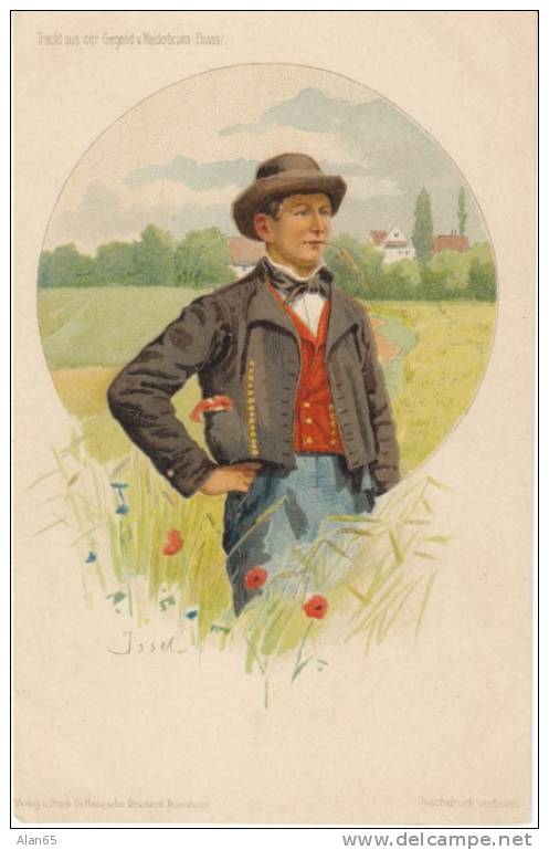 Niederbronn Alsace Type, Elsass, Issel Artist Signed, C1890s/1900s Vintage Postcard - Elsass