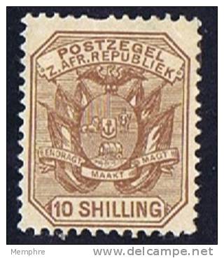 TRANSVAAL  1885  10/-  MH  (1 Short Perf) SG 212a - Transvaal (1870-1909)