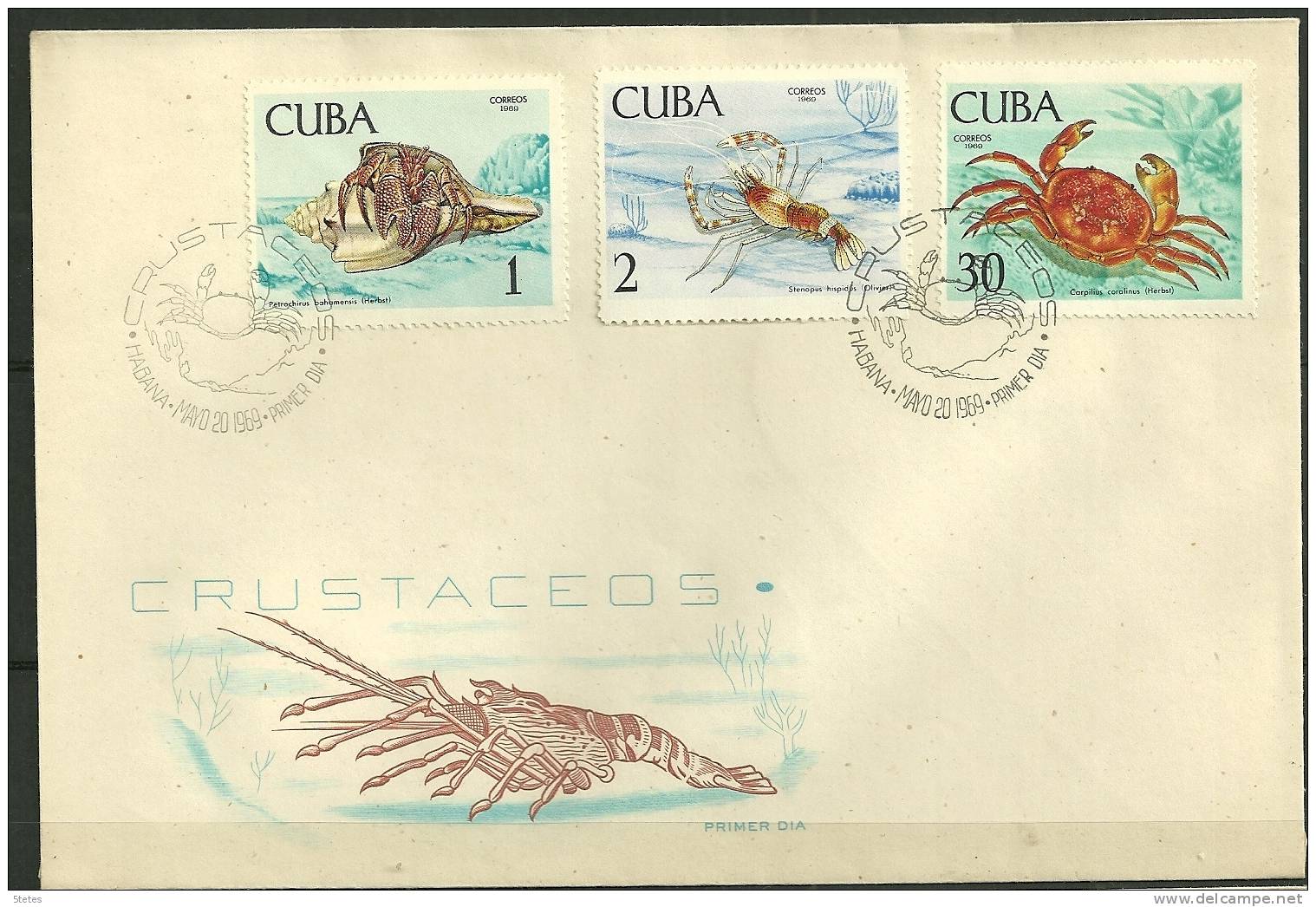 Cuba, Enveloppe Premier Jour N° 1275, 1276, 1281" Crustacés" - FDC