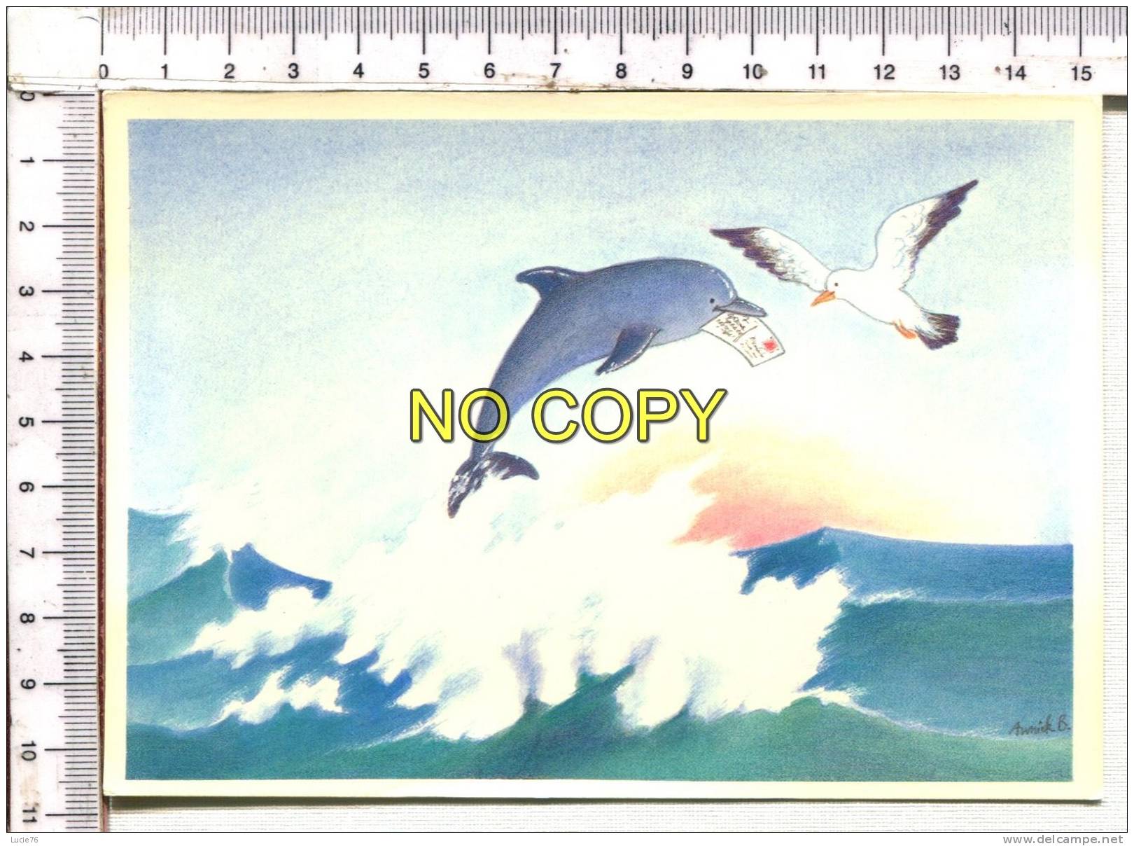 DAUPHIN Et OISEAU - Illustration  - Collection Animaux - Dauphins