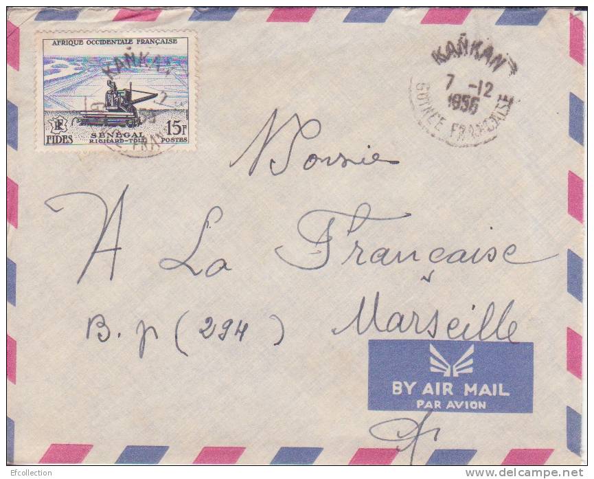 Kankan Haute Guinée Guinéa Afrique Colonie Française Lettre Par Avion Pour Marseille Marcophilie - Brieven En Documenten