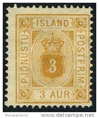 Iceland O4 Mint No Gum 3a Official From 1876 - Service