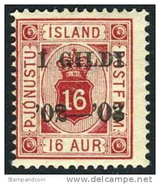 Iceland O28 Mint Hinged 16a Official From 1902-03 - Servizio