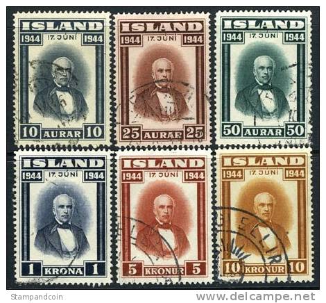 Iceland #240-45 Used Sigurdsson Set From 1944 - Used Stamps