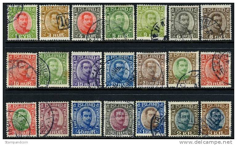 Iceland #108-28 Used Christian X Set From 1920-22 - Used Stamps