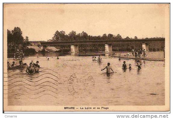 45 Briare Loiret La Loire Et Sa Plage Animée Pont-canal 1936 - Briare