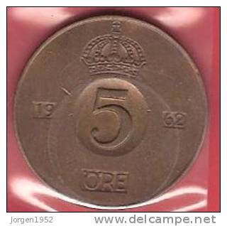 SWEDEN   # 5 ØRE  BRONZE FROM YEAR 1962 - Suède