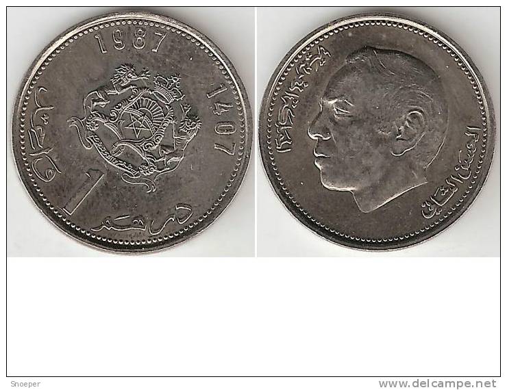 Morocco 1 Dirham 1987 Km 88 Xf+ - Maroc