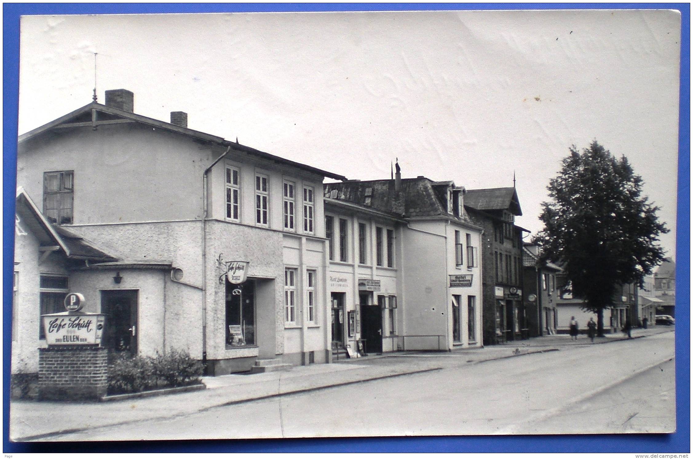 Hohenlockstedt,Photokarte,Cafe Schütt,Drei Eulen Bier,Strassenansicht,1960,Hotel Stadt Hamburg ? - Hohenlockstedt