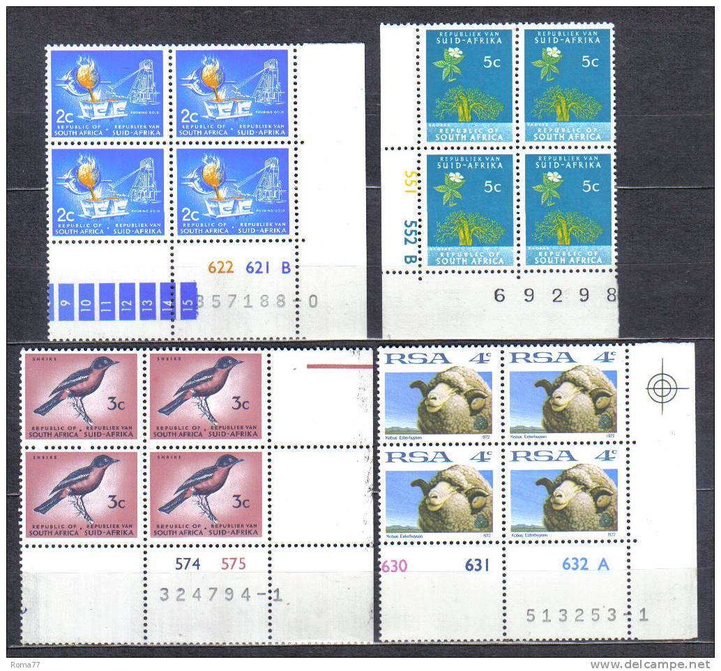 ENR8A - SUDAFRICA 1973 , Quartine Di 4 Valori Della Serie Ordinaria  *** - Unused Stamps