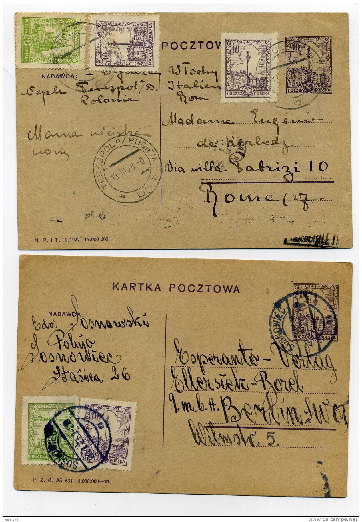 POLOGNE - 6 ENTIERS POSTAUX - CP DIVERSES  OBL. 1927/1932 - B/TB - Briefe U. Dokumente