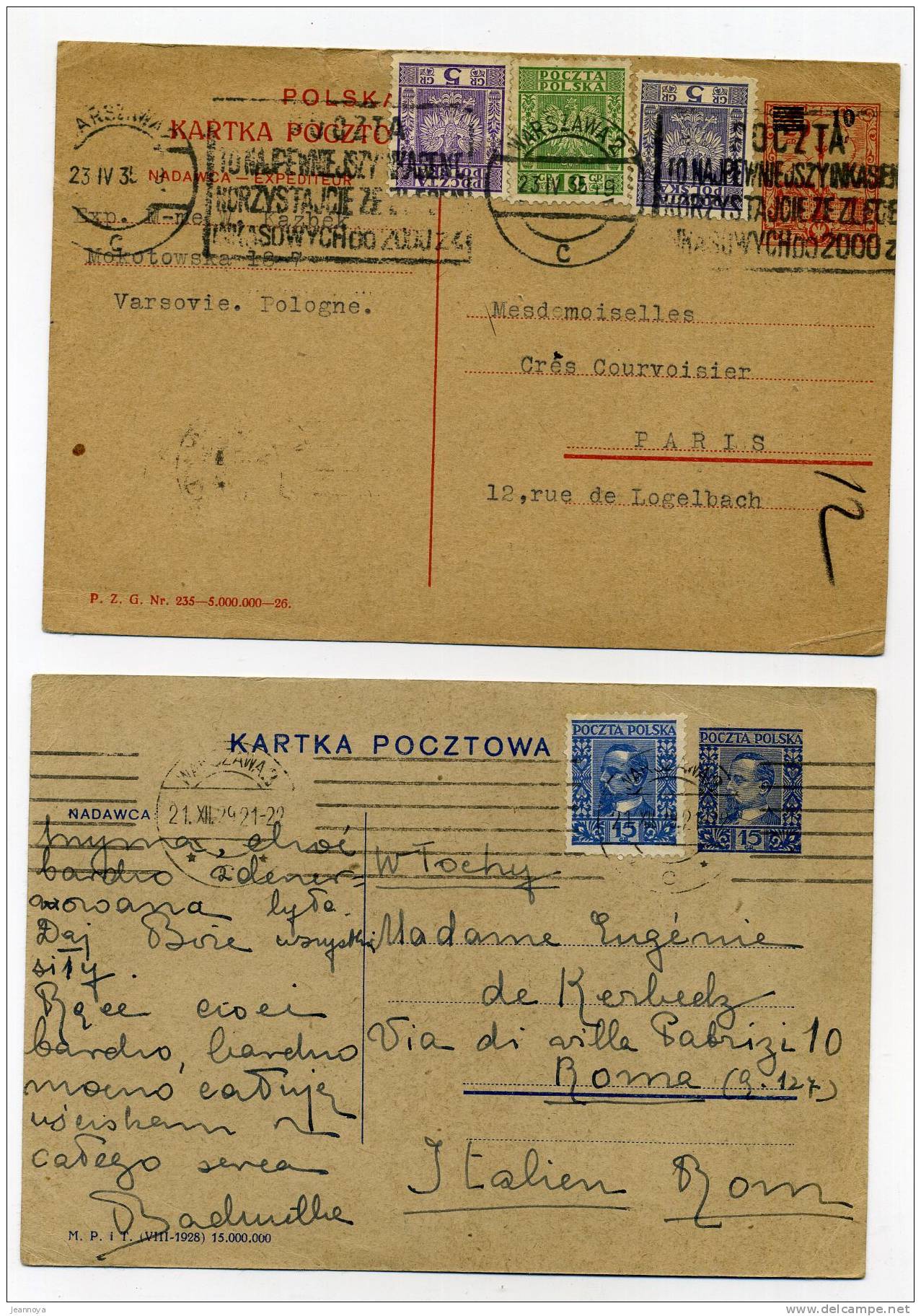 POLOGNE - 6 ENTIERS POSTAUX - CP DIVERSES  OBL. 1927/1932 - B/TB - Covers & Documents