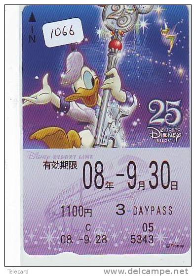 Carte Prépayée Japon * DISNEY  (1066) TOKYO DISNEY RESORT * TRAIN * RESORT LINE * PASS - Disney